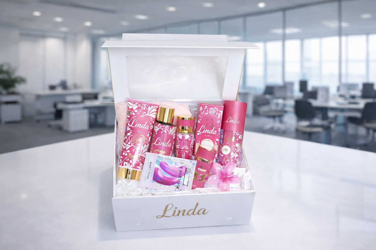 Coffret Cadeau Personnalisé Beauté Rose – Prénom au choix